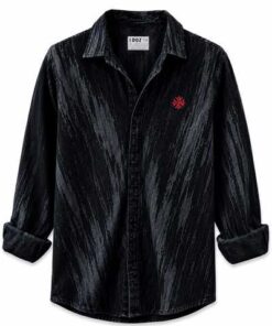 Men's Black Acid Wash Denim Shirt