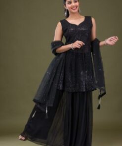 Black Cutdana Georgette Readymade Salwar Suit