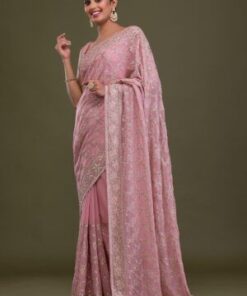 Pink Stonework Art Silk Designer Saree