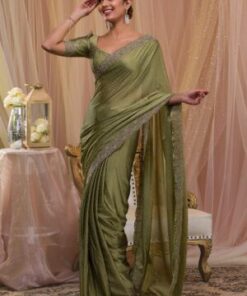 Purple Stonework Crepe Designer Saree