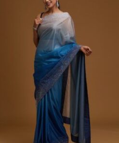 Bottle Green Zariwork Georgette Saree